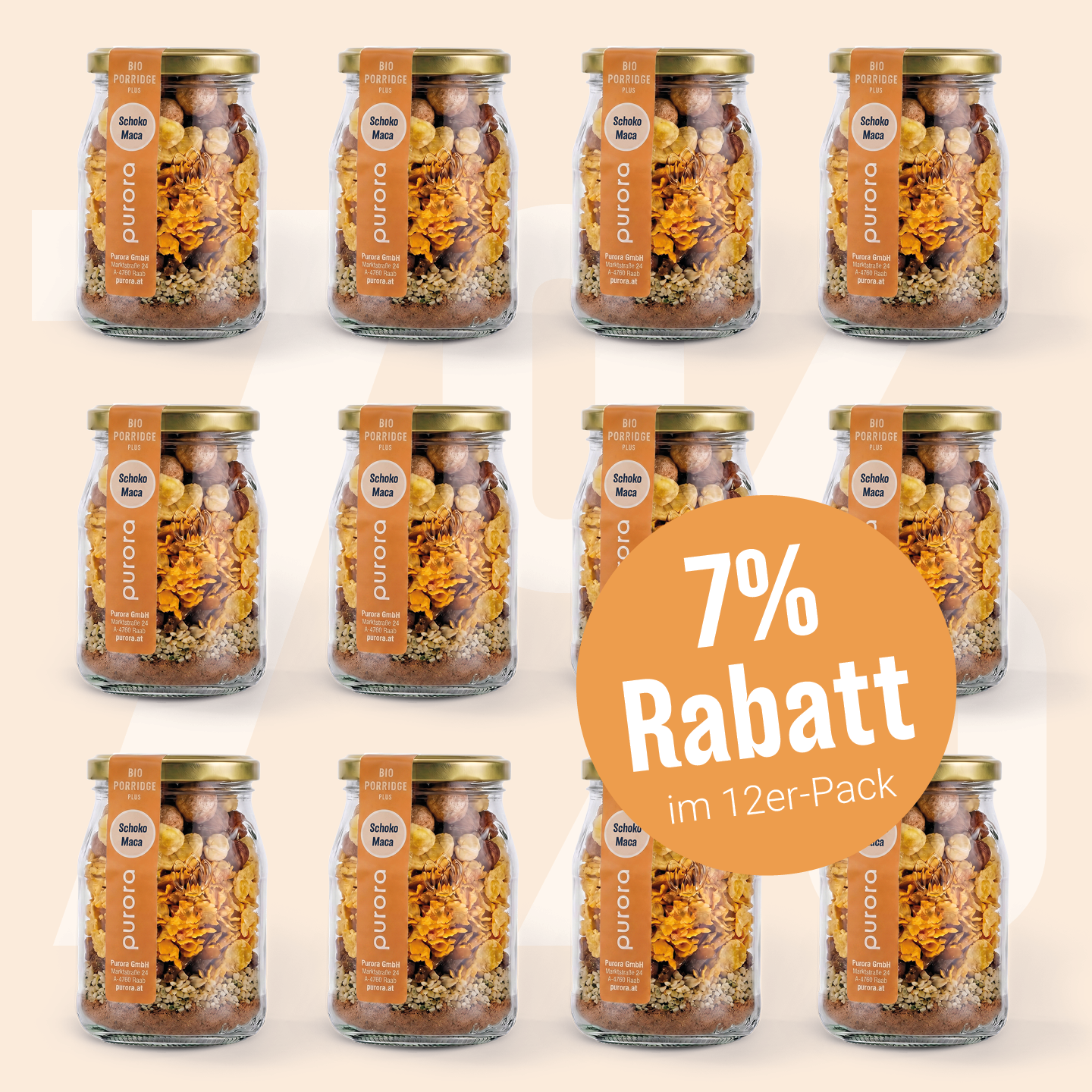 PORRIDGE PLUS - Schoko, Cashew, Maca — 12er Bundle