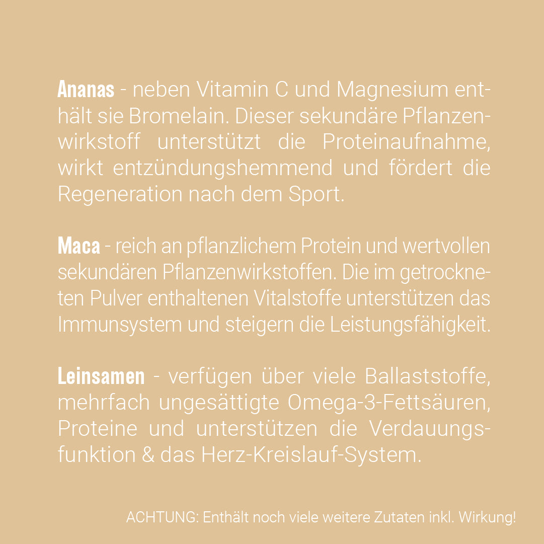 PROTEIN SHAKE PLUS - Ananas, Leinsamen, Maca