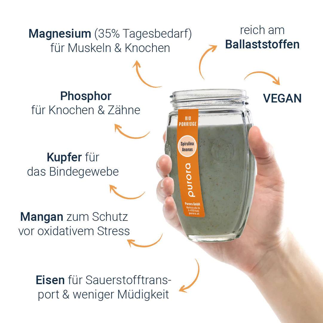 PORRIDGE PLUS - Spirulina, Kokos, Ananas