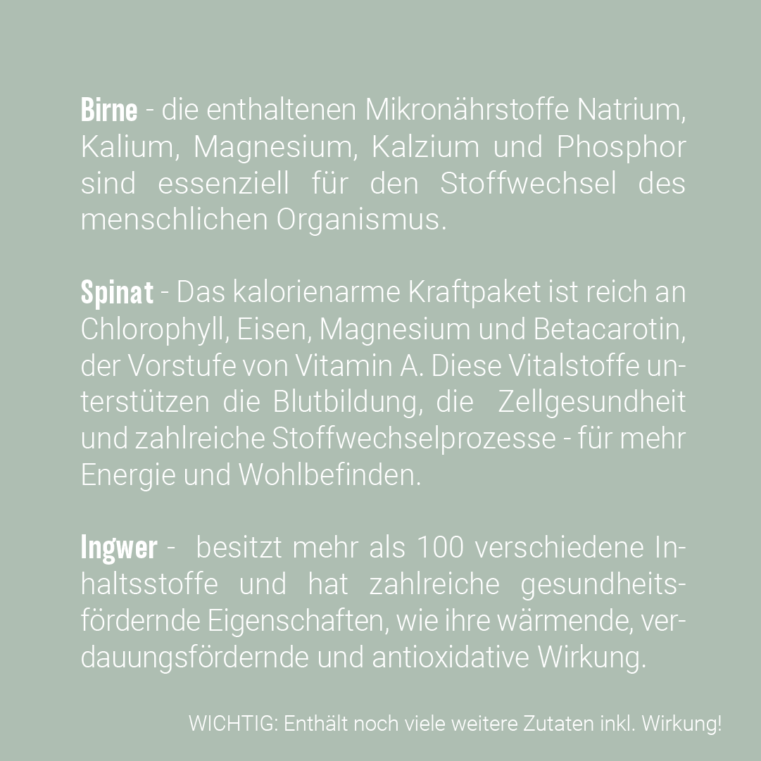 SMOOTHIE PLUS - Birne, Spinat, Ingwer