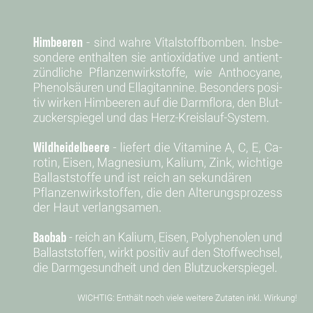 SMOOTHIE PLUS - Himbeere, Heidelbeere, Baobab